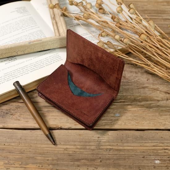 プエブロ コンビカラー名刺入れ / ダークブラウン - 革コイン