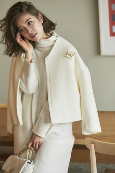 ダブルフェイスショートコート(オフホワイト) - seventen