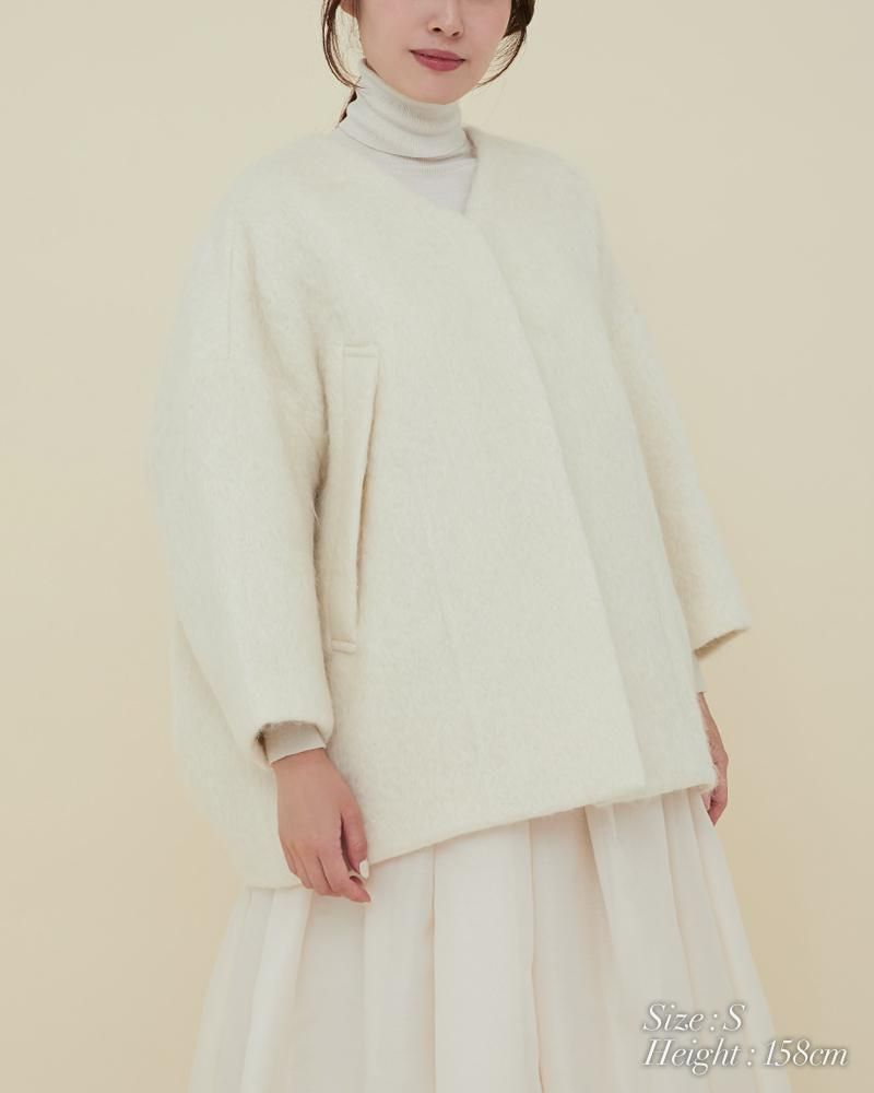 10％off】ミディアムコクーンシャギーコート(オフホワイト) - seventen