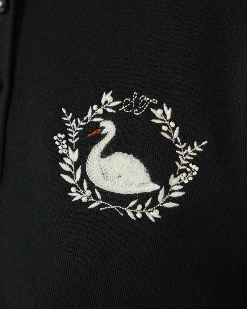 ワンポイント刺繍カーディガン(ブラック) - seventen