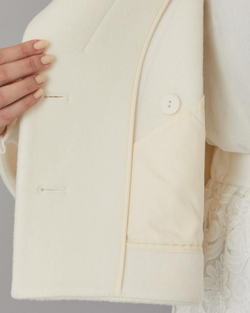 ダブルブレストショートコート(オフホワイト) - seventen