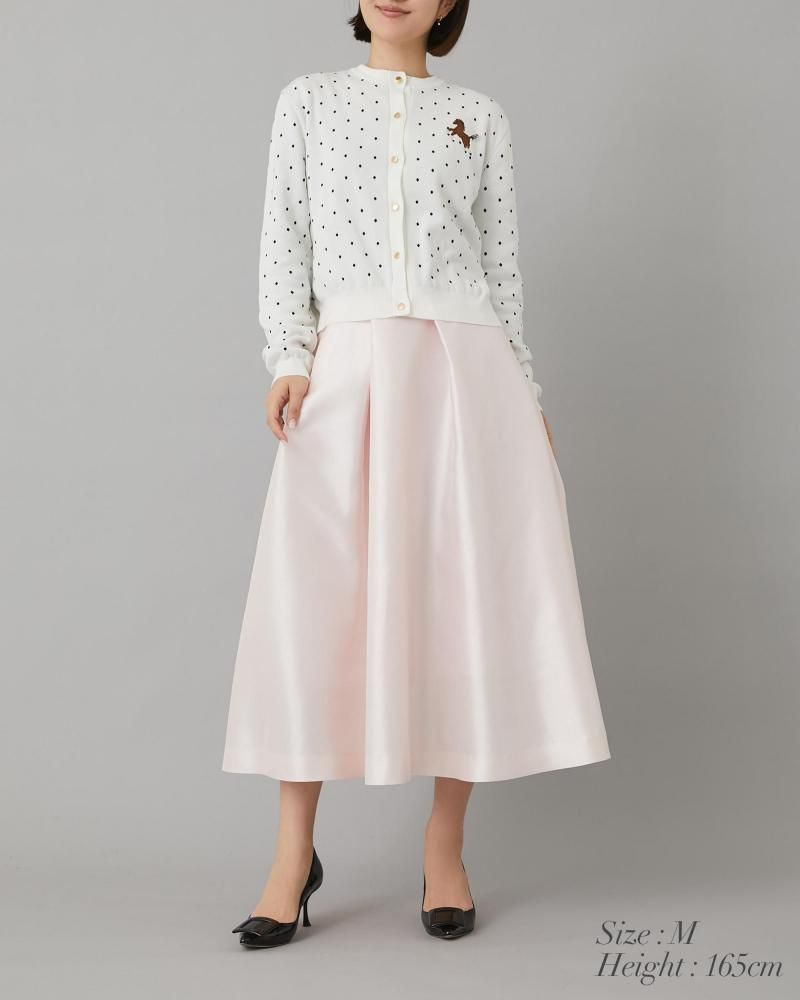 ワンポイント刺繍ドットカーディガン(ネイビー×オフホワイトドット