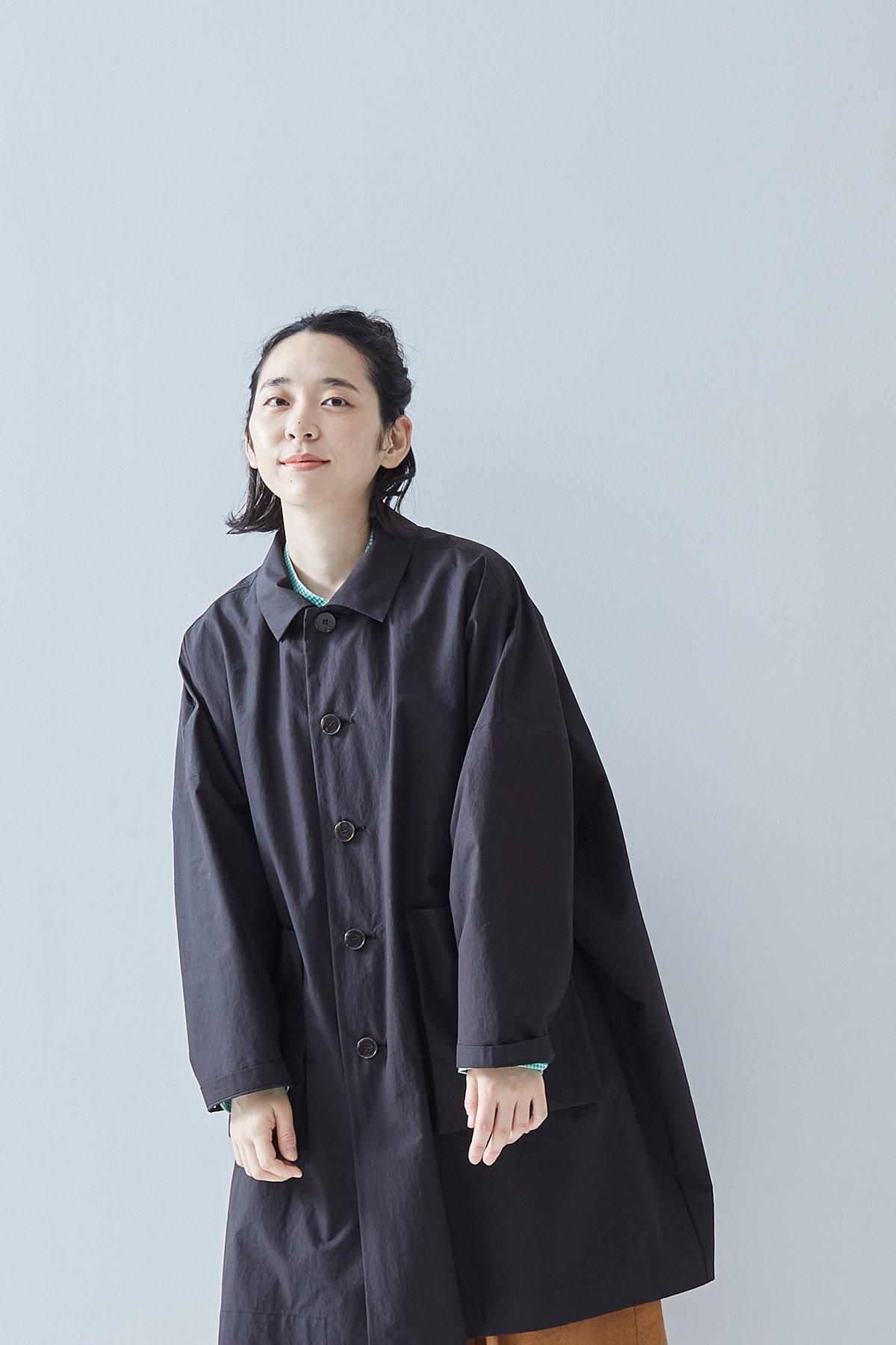 cotton nylon taffeta hooded coat / black - atelier naruse｜Online