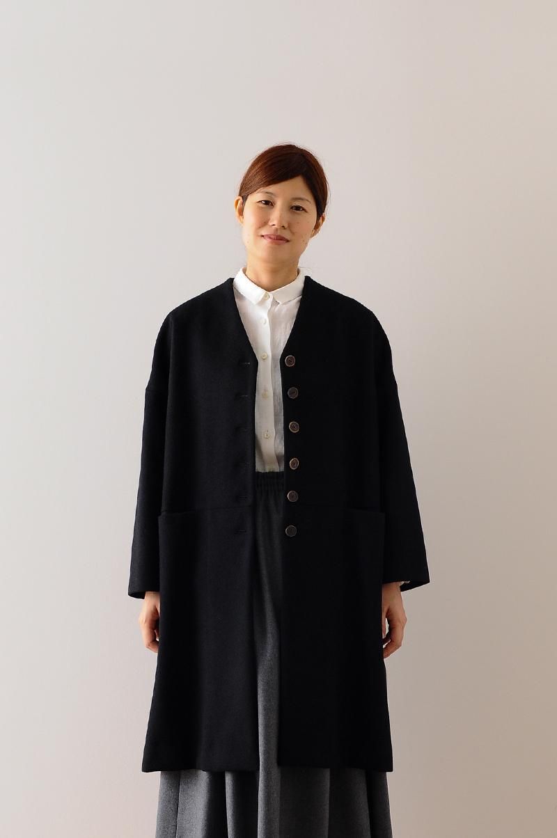 melton wool cocoon coat / black - atelier naruse｜Online store｜the an