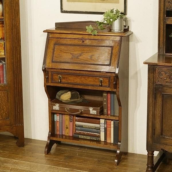 英国アンティークチーク古木ライティングビューロー/木製デスク勉強机