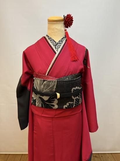 振袖 赤紫 三才鳥 斉藤三才 モダン