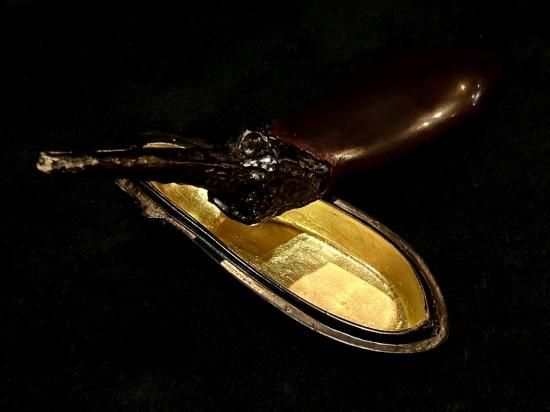 岩倉隆斎(隆弘峯）造 茄子 香合」(共箱) - 正尚堂