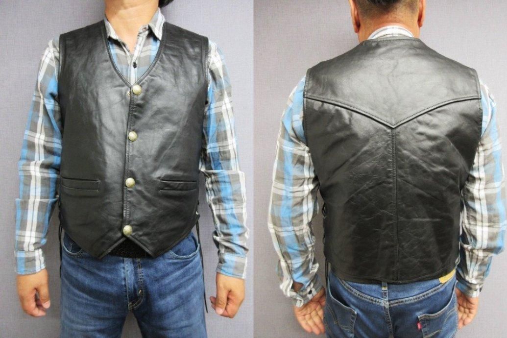 ホーンワークス サイドレースアップレザーベスト LL - 革屋Marvy