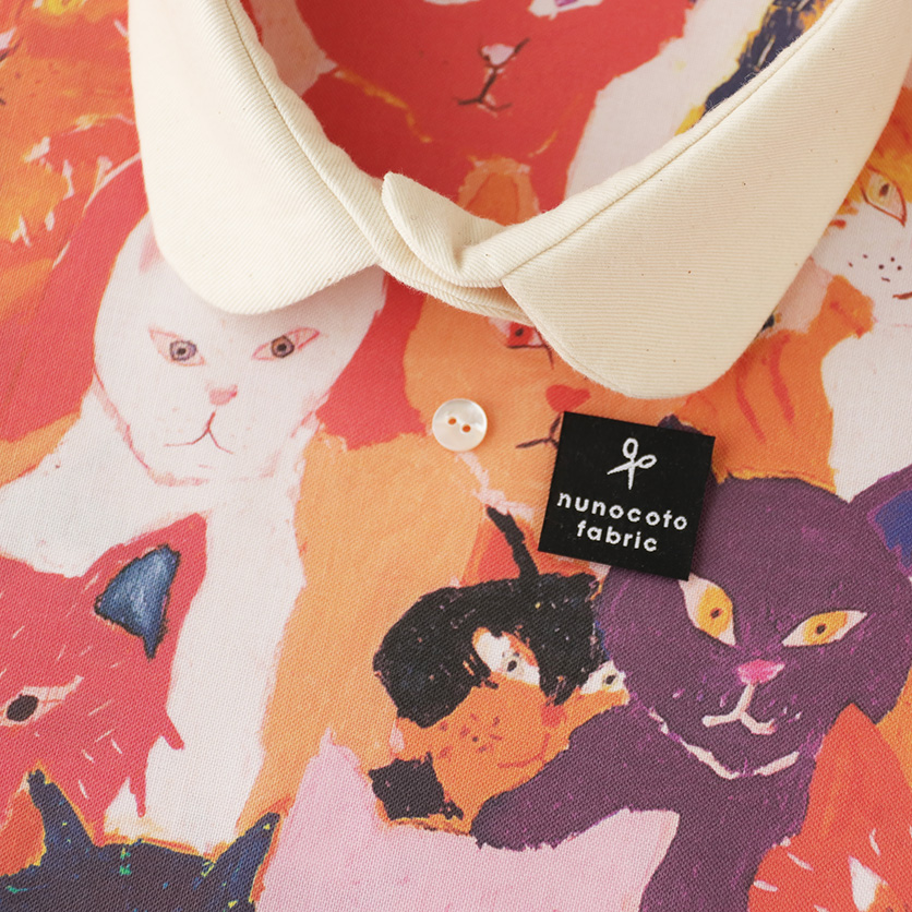 猫たちよ！（モーヴピンク）ねこ柄- 布・生地の通販サイト：nunocoto