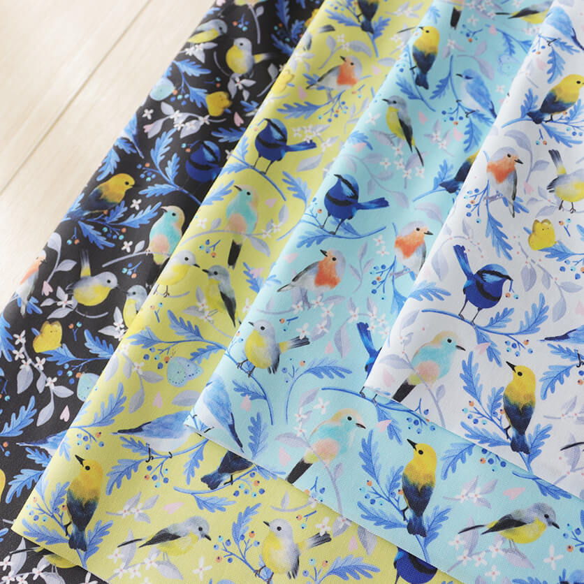Lovely Birding（ホワイト）鳥柄- 布・生地の通販サイト：nunocoto fabric