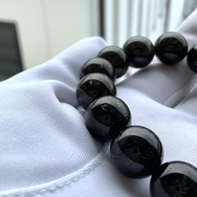 黒平産黒水晶 ブレスレット 12mm玉 】 モリオン 山梨県 黒平鉱山 黒平