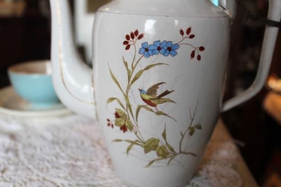 アンティーク 鳥 ホーローポット