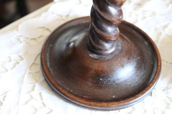 アンティーク イギリス 木製ツイストキャンドルスタンド