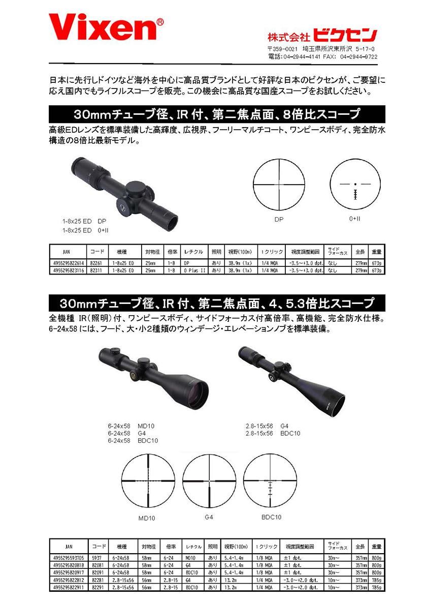 Vixen ビクセン 30mmチューブ ライフルスコープ ED 1-8×25mm SFP IR