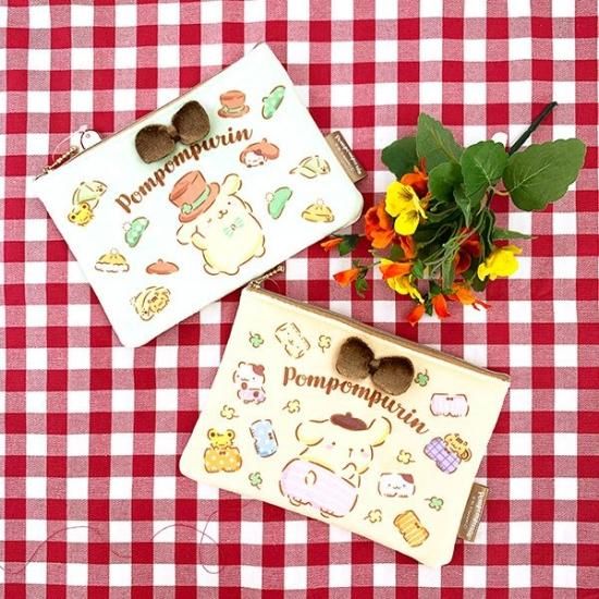 サンリオ ポムポムプリン プリン PN25TH ボアフラットポーチ ハット 25