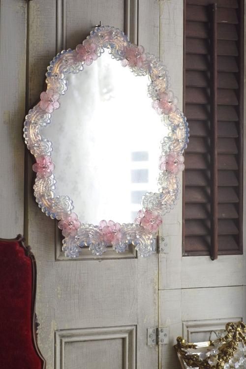 0000フランスアンティーク ベネチアンオパールセントガラスハンギング