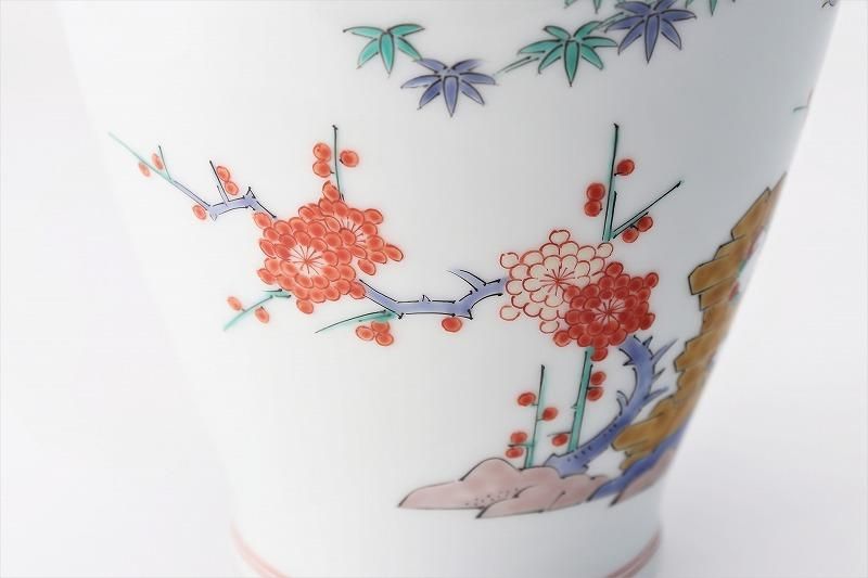 柿右衛門窯 松竹梅鳥文7寸花瓶