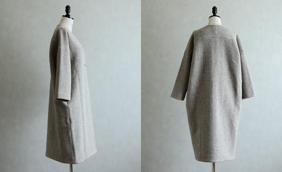 evam eva(エヴァム エヴァ)【2019aw新作】 ウールツイードローブコート