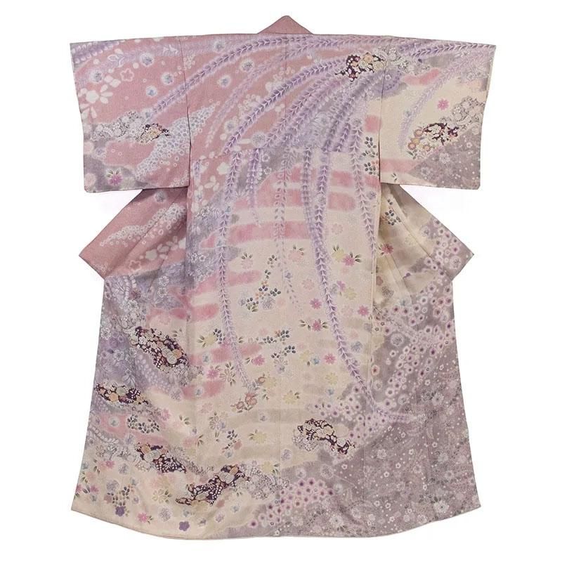 辻が花調訪問着（淡いピンクと灰桜の辻が花調）/お仕立て済み（袷仕立て）