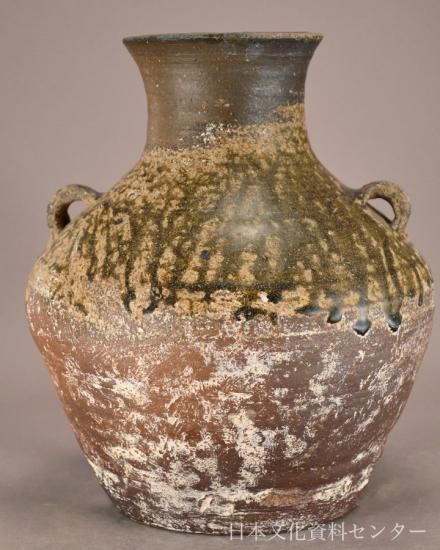 灰釉双耳壺(漢代)