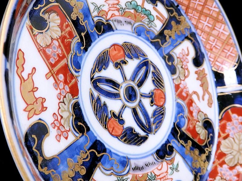 古伊万里 色絵 リスに葡萄図 5寸皿 5枚セット