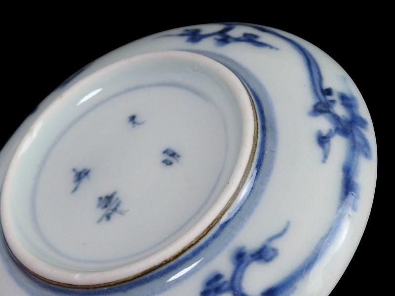 古伊万里 染付 微塵唐草 萩唐草図 豆皿