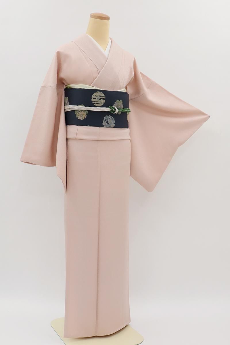 銀座【C-2953】染一ッ紋 色無地 ピンク色系 唐草の地紋（反端付・紙