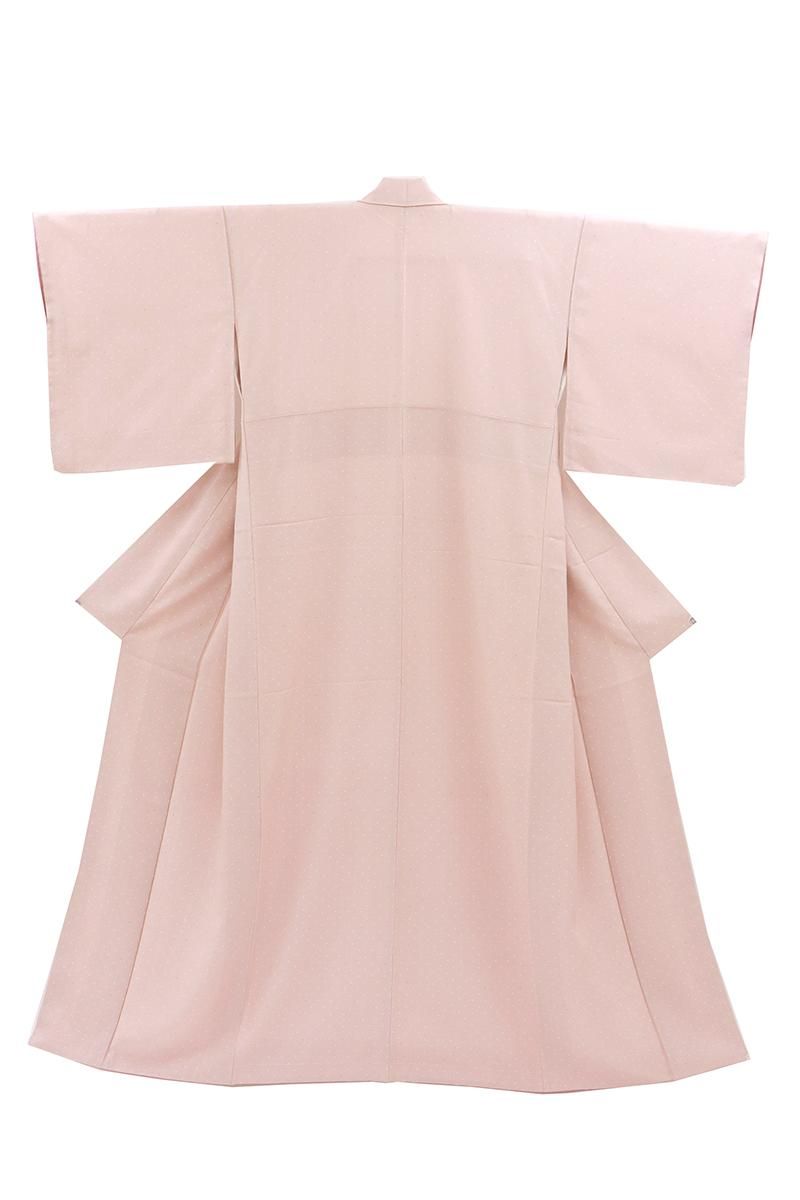 銀座【D-3632】小紋 ピンク系 唐草にドット（反端付） :身丈166/裄68