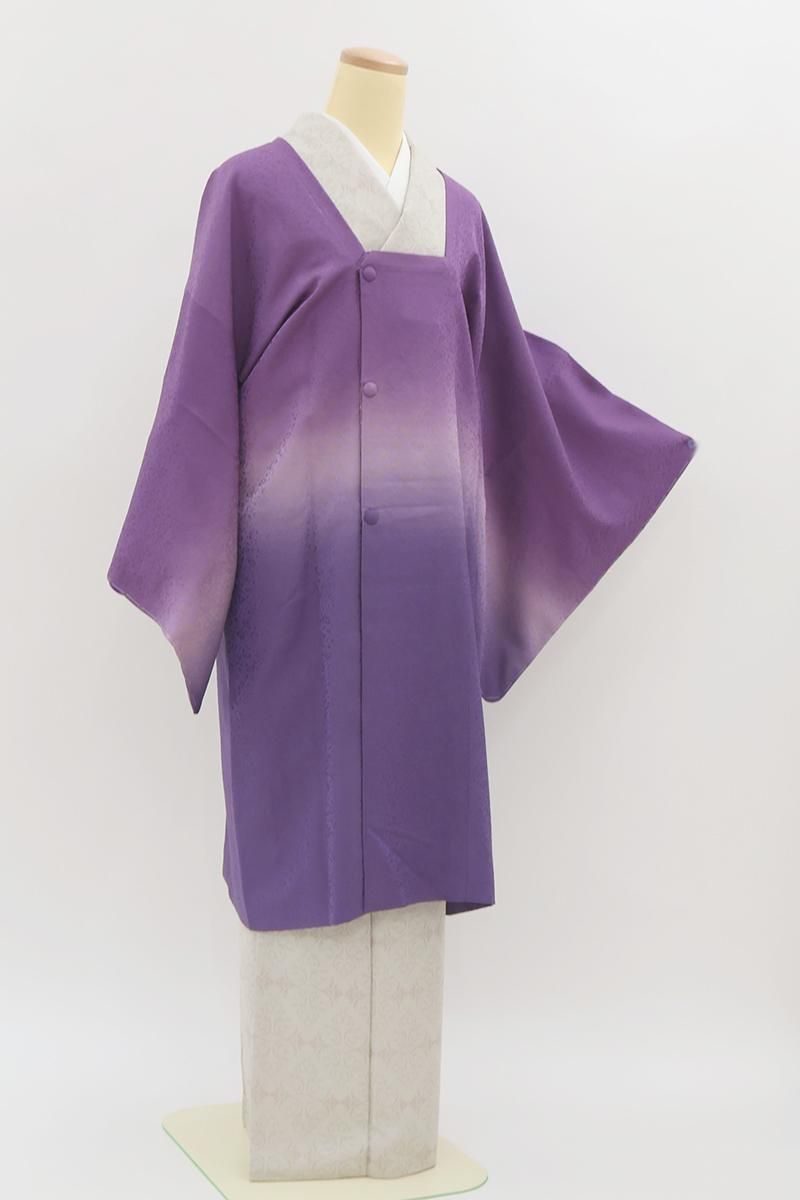 銀座【E-2137】道行コート 紫色系 段暈かしに花唐草の地紋（反端付