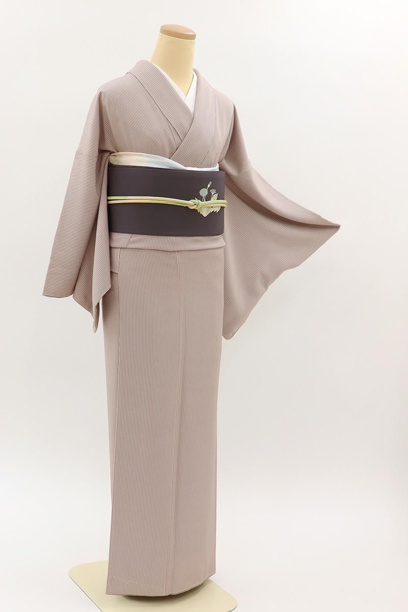 銀座【D-3684】伝統工芸士 田島輝久作 小紋 ピンク色系 竪縞（落款入