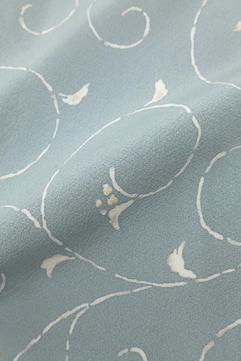 銀座【D-3739】単衣 小紋 浅葱鼠色 花唐草文 :身丈151.5/裄65 - 銀座