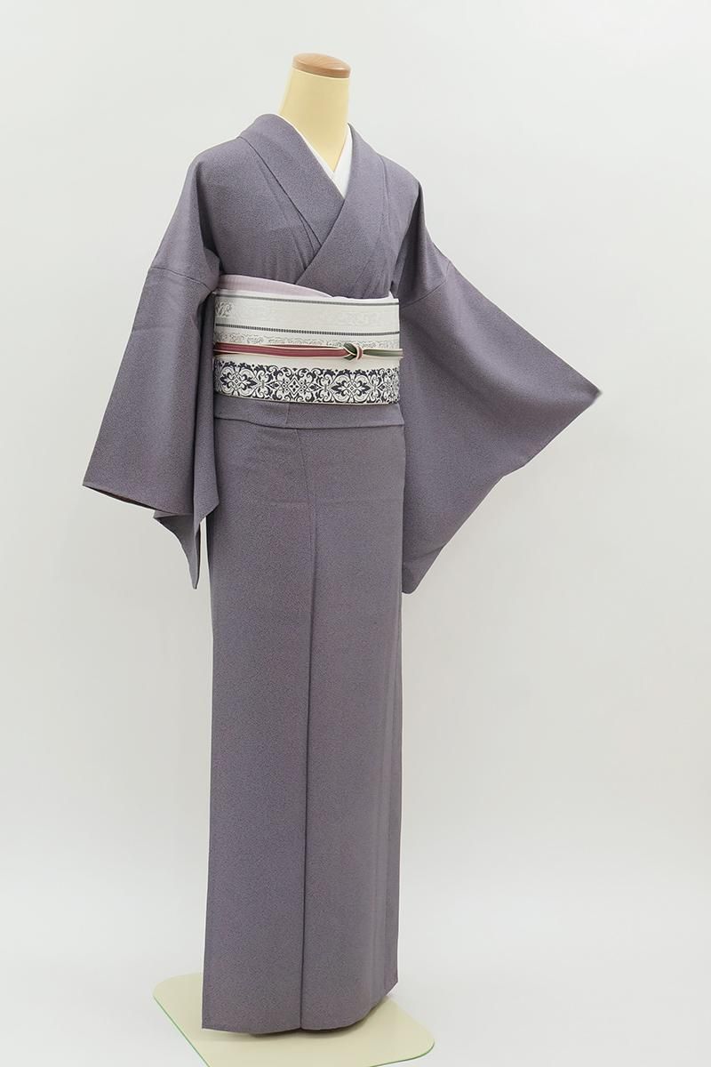 銀座【C-3155】染一ッ紋 単衣 両面染め 江戸小紋 藤鼠色 開運招福