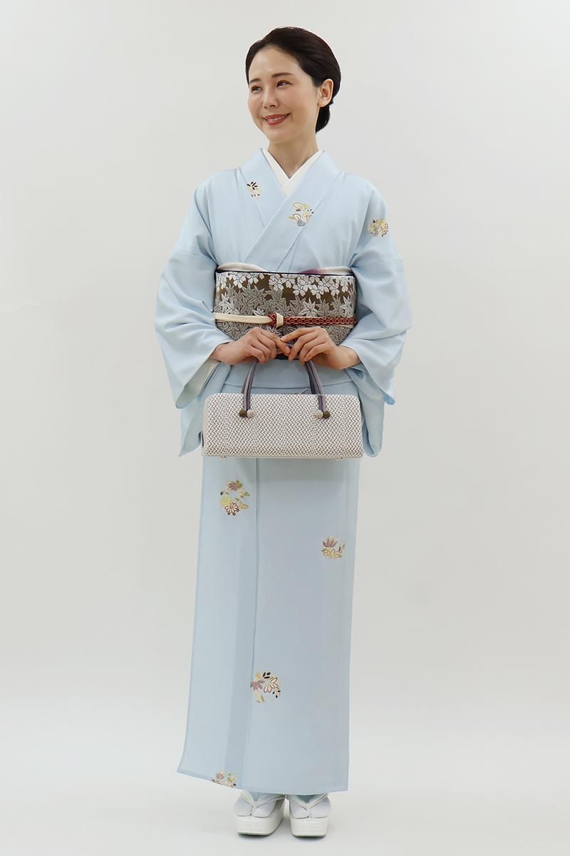 銀座【D-3761】京摺り友禅 伝統工芸士 岡本澄生作 単衣 小紋 淡い