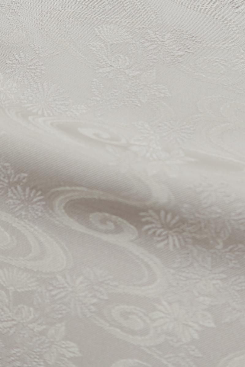 銀座【C-3186】単衣 染一ッ紋 色無地 桜鼠色 流水に菊の地紋 :身丈