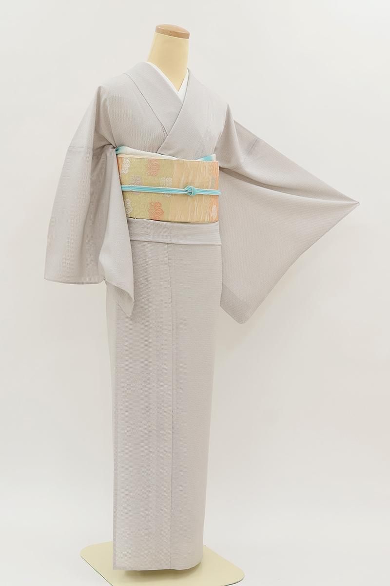 銀座【C-3195-2】絽 江戸小紋 桜鼠色 行儀（反端付）（N） :身丈162/裄