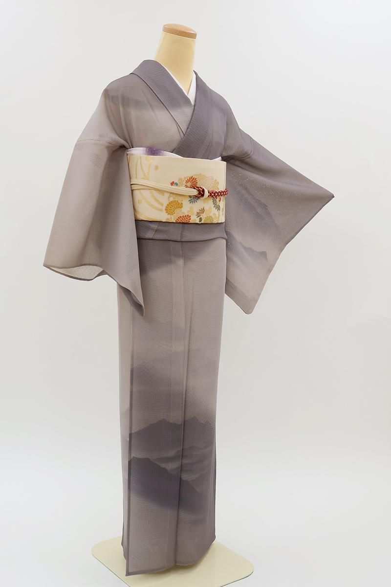 銀座【B-4196】紗合わせ 付下げ 桜鼠色 遠山暈かし :身丈162/裄64.5