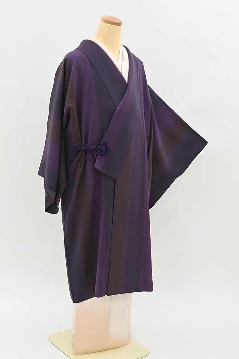 銀座【E-2336】道中着 茄子紺色 竪暈かしによろけ縞 :身丈101/裄66