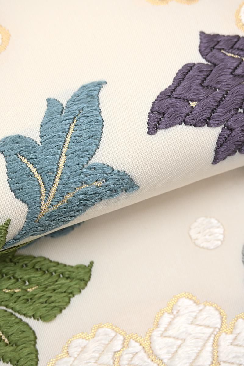 銀座【帯5827】西陣 織文意匠鈴木製 袋帯 唐綾錦「大牡丹唐花文様