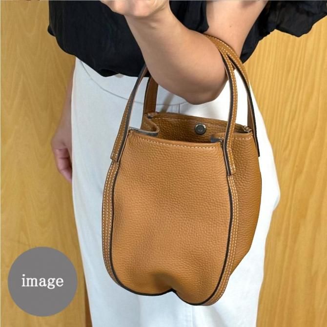 トートバッグ バケツ型 | 本革 シュリンクレザー ブラウニー