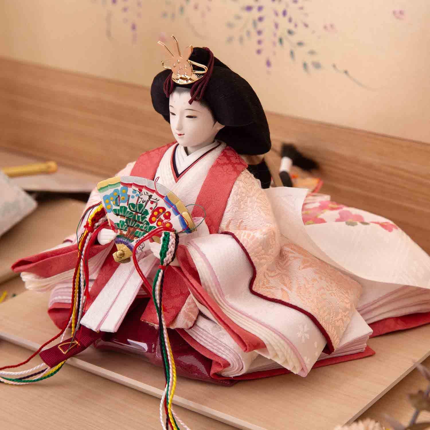 ひな人形 芥子 西陣織正絹錦 モダン ドライフラワー