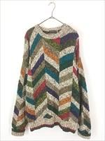 古着 90s BACHRACH カラフル ランダム ボーダー アート ラミー