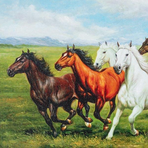 肉筆油彩画「疾走する九頭馬」 M10号 今回限定10 ー 三宝堂オンライン