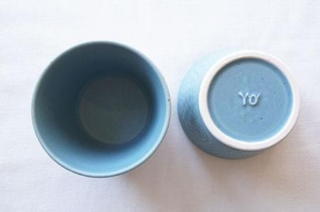 マ38 ブルーグレー 鳥カップ - 益子焼の小さな窯元「よしざわ窯