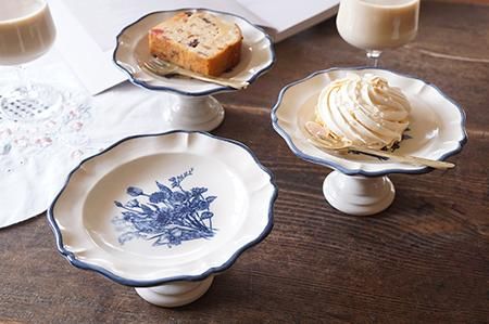 メ18 コンポート皿 誕生花たちのブーケ（貫入/釉ヒビあり） - 益子焼