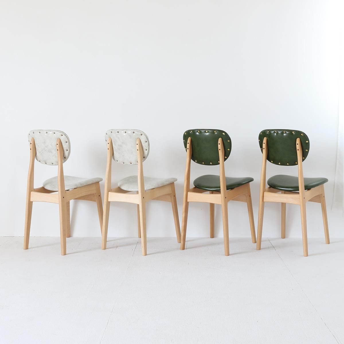 職人家具 ikpイカピーチェアー グリーンレザー 木部ナチュラル