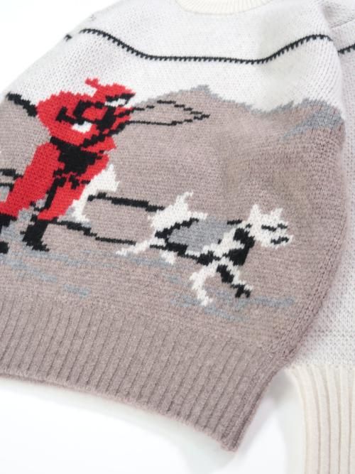 HERILL カシミヤ ジャカードセーター(イヌ/ホワイト)【ユニセックス