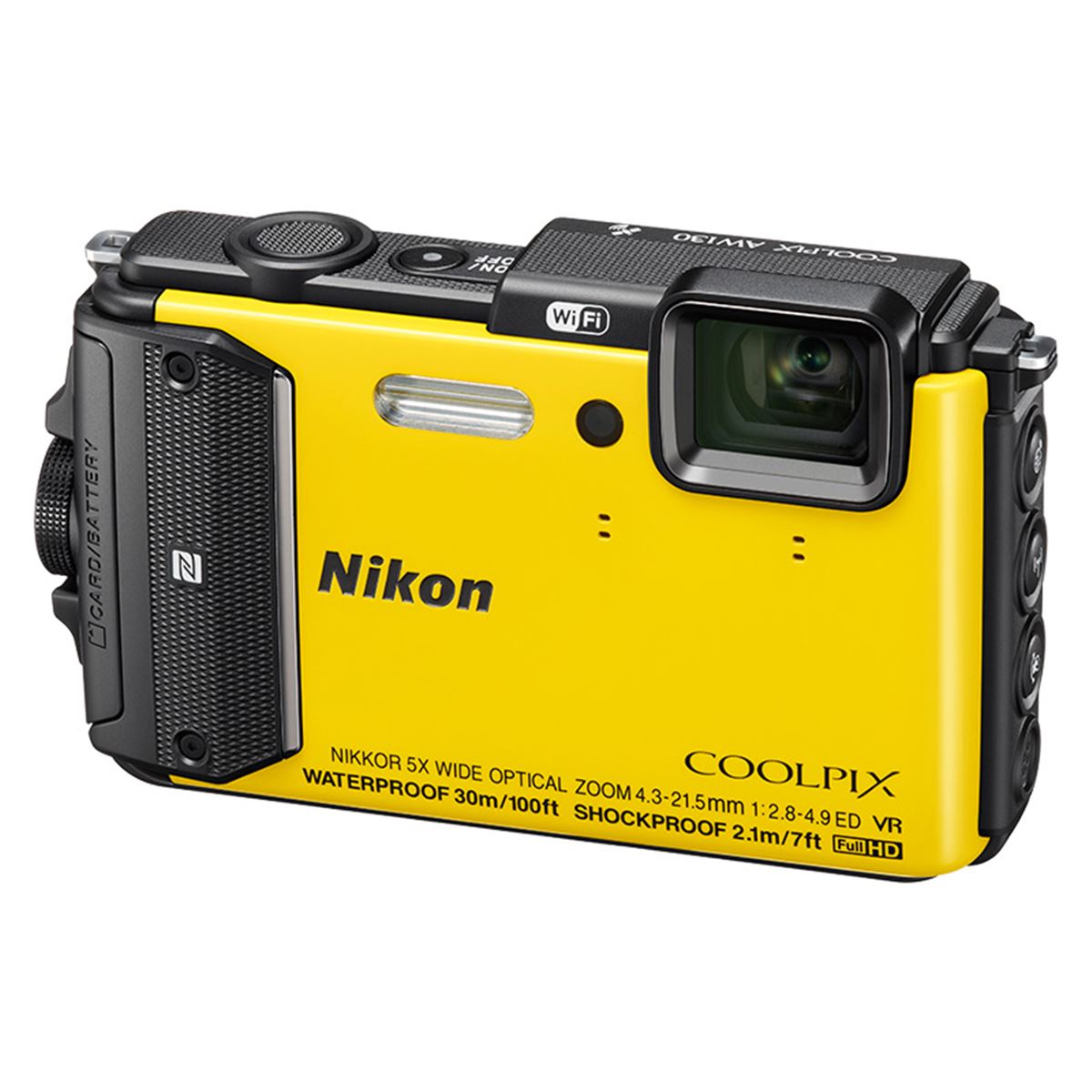 ニコン、水深30m対応デジカメ「COOLPIX AW130」に新色イエローと