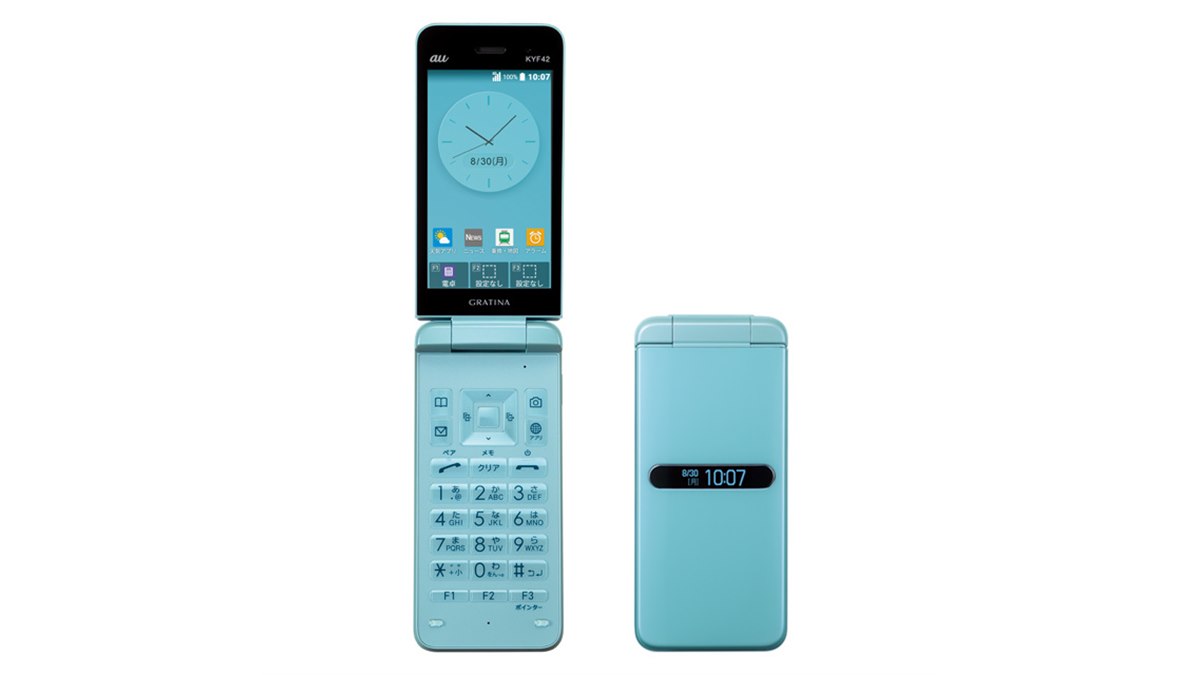 au、折りたたみ式4Gタフネスケータイ「GRATINA KYF42」を本日8/13発売