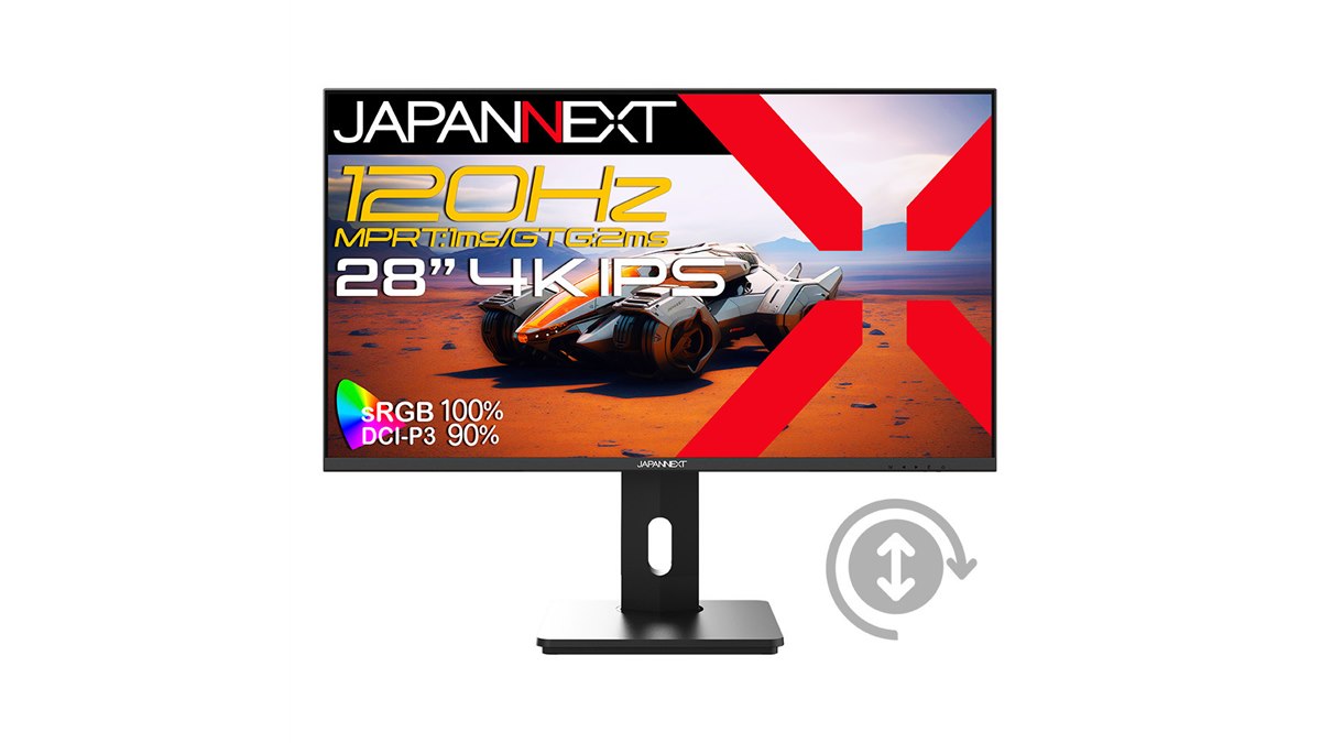 JAPANNEXT、PS5との4K/120Hz接続に対応する28型4Kゲーミングモニター