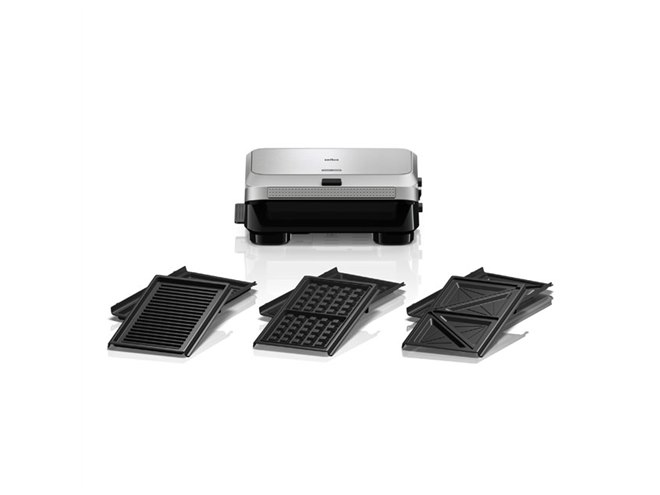 ブラウン、 ホットサンド/ワッフル/グリルのプレート3枚付き「スナック